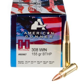 Hornady American Gunner .308 Winchester Ammunition 50 Rounds HPBT 155 Grains