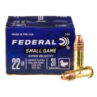 Federal Game-Shok .22 Long Rifle Ammunition 50 Rounds CPHP 31 Grain