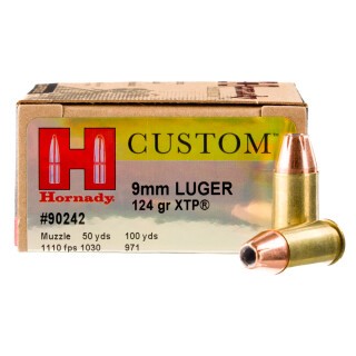 Hornady Custom 9mm Luger Ammunition 25 Rounds XTP JHP 124 Grain