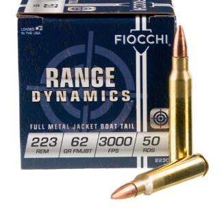 Fiocchi Range Dynamics 223 Remington Ammunition 50 Rounds FMJ-BT 62 Grain