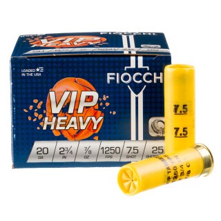 Fiocchi Exacta Clay Target VIP Heavy 20 Gauge Ammunition 25 Rounds 2-3/4" #7.5 Lead 7/8oz