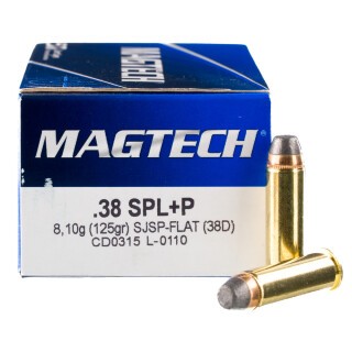 Magtech .38 Special +P Ammunition 50 Rounds SJSP 125 Grain
