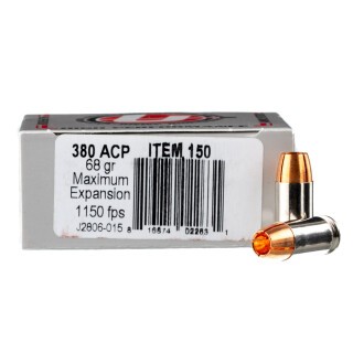 Underwood Ammo .380 ACP Ammunition 20 Rounds Maximum Expansion Solid 68 Gr