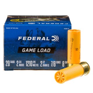 Federal Game-Shok 20 Gauge Shotshell 25 Rounds 2 3/4" #8 Lead 7/8 Ounce H2008