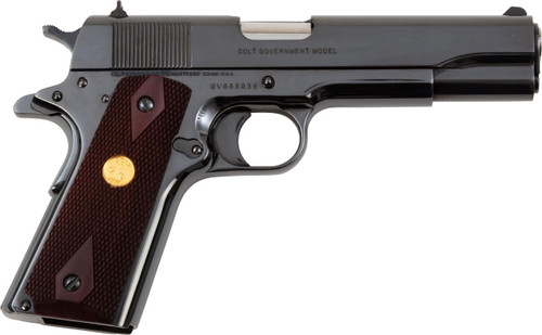 Colt 1911 Government 45 ACP - 5" National Match Barrel - Black / Wood Grips - 7 Round