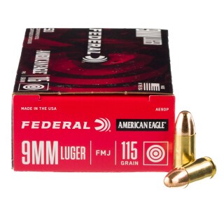 Federal American Eagle 9mm Luger Ammunition 1000 Rounds FMJ 115 Grain