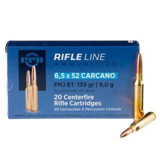 Prvi Partizan PPU 6.5x52 Carcano Ammunition 20 Rounds FMJBT 139 Grain