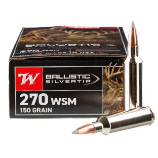Ammo .270 WSM Winchester Supreme Ballistic Silvertip 150 Grain 3120 fps 20 Rounds SBST2705A
