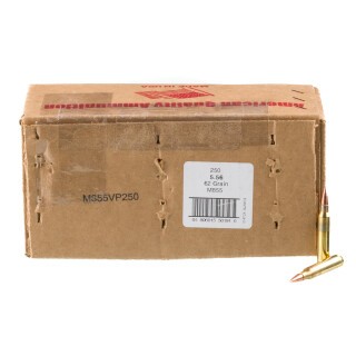 American Quality 5.56 NATO Ammunition 250 Rounds M855 FMJ 62 Grain