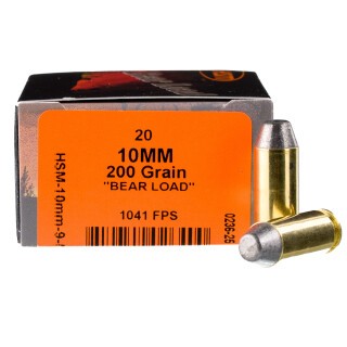 HSM Bear Load 10mm Auto Ammunition 20 Rounds RNFP 200 Grains