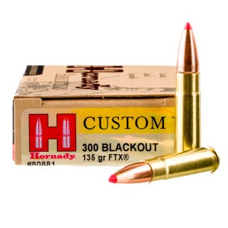 Hornady Custom .300 AAC Blackout Ammunition 20 Rounds FTX 135 Grain