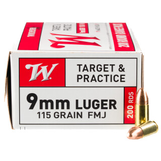 Winchester USA 9mm Luger Ammunition 1000 Rounds FMJ 115 Grain