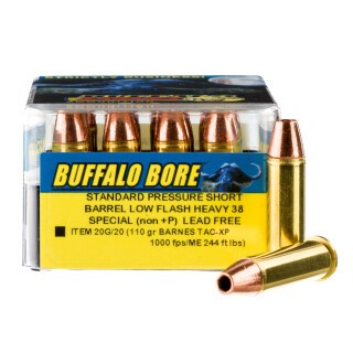 Buffalo Bore .38 Special Ammunition 20 Rounds TAC-XP Copper HP 110 Grain
