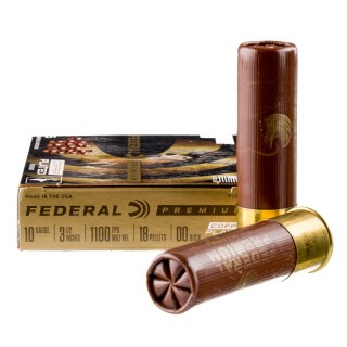 Federal 10 Gauge Shotshell 5 Rounds 3.5" 00 Buck Copper Plated 18 Pellets