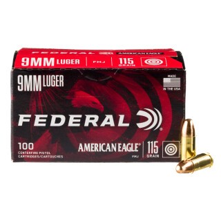 Federal American Eagle 9mm Luger Ammunition 500 Rounds FMJ 115 Grain