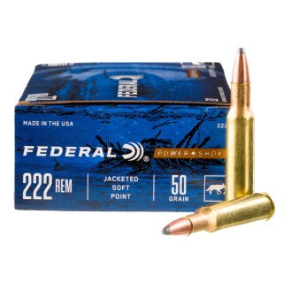 Federal Power-Shok .222 Remington Ammunition 20 Rounds JSP 50 Grain