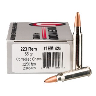Underwood Ammo .223 Remington Ammunition 20 Rounds Controlled Chaos Brass HP 55 Grain
