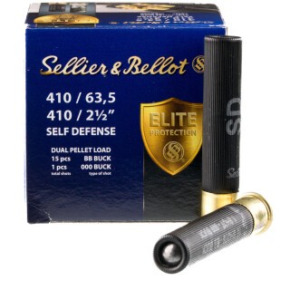 Sellier & Bellot Self Defense .410 Gauge Shotshell 25 Rounds 2 1/2" BB Buck 15 Shots and 000 1 Shot SB410SDA