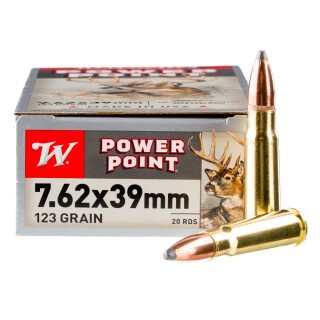 Winchester Power-Point 7.62x39 Ammunition 200 Rounds JSP 123 Grain Brass Cased