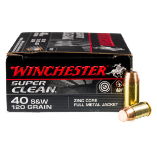 Winchester Super Clean .40 S&W Ammunition 50 Rounds FMJ 120 Grain Lead Free