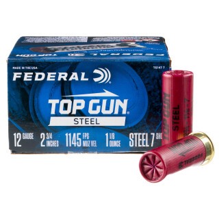 Federal Top Gun 12 Gauge Ammunition 25 Rounds 2-3/4" Shell #7 Steel Shot 1-1/8 oz