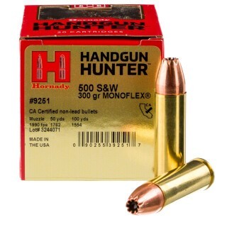 Hornady Handgun Hunter .500 S&W Magnum Ammunition 20 Rounds MonoFlex 300 Grains