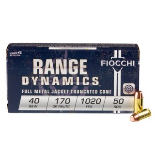 Fiocchi .40 S&W Ammunition, 50 Rounds, FMJTC, 170 Grains, 1050 fps