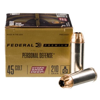 Federal Personal Defense Hydra-Shok Deep .45 Long Colt Ammunition 20 Rounds JHP 210 Grains