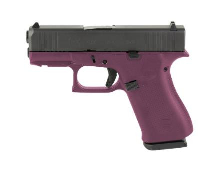 Glock G43X 9mm - 3.41" Barrel - Night Sights - Cranberry / Black - 10 Round