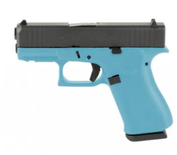 Glock G43X 9mm - 3.41" Barrel - Night Sights - Tiffany Blue / Black - 10 Round