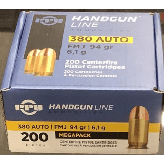 Prvi Partizan .380 ACP Ammunition 200 Rounds FMJ 94 Grains